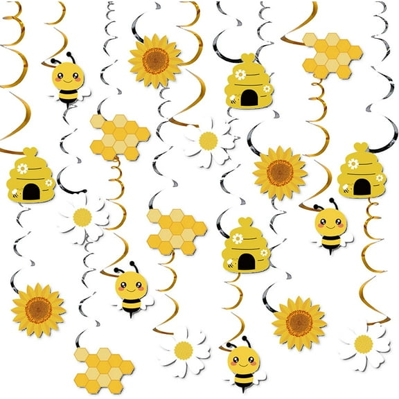 Honey Bee Decorations for Party 40 Pieces Bumble Bee Hanging Swirl Decor Bee Themed Baby Shower Supplies