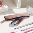 thumbnail image 6 of Under 1$ Pencil Case Slim Zippered Faux Leather Pen Pouch Compact for College Office Teens 7.7x1.4x0.6 in PU Pink by Xuniizn, 6 of 7