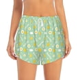 thumbnail image 2 of Susaid Easter with eggs and flowers Print Women's High Waisted Running Shorts Quick Dry Athletic Gym Track Workout Shorts Zip Pocket-Small, 2 of 7