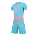 thumbnail image 5 of Atogsazn Kids Boys Football Training Set Childrens Athletic Jogger Outfit Short Sleeve Tee & Shorts Running Suit Summer Blue 8-10 Years Fashion, 5 of 9