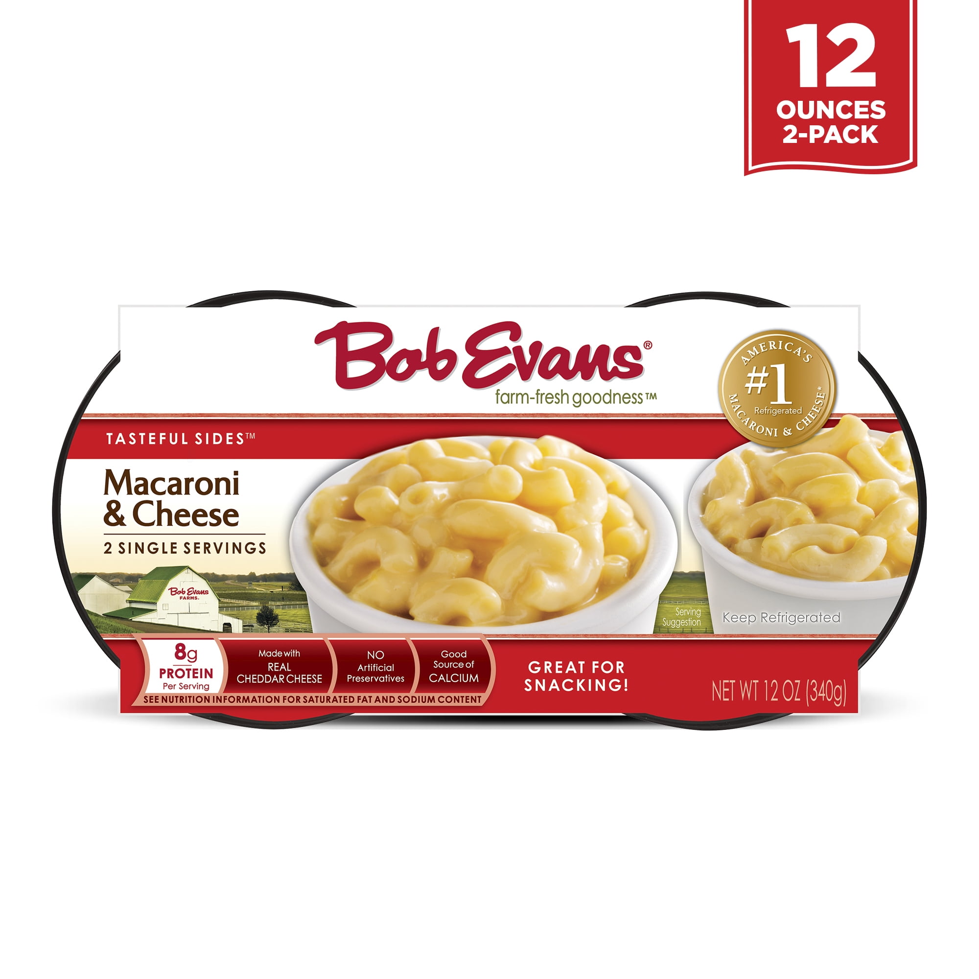 Bob Evans Macaroni & Cheese Single Serving Cups, Refrigerated Sides,12 oz, Pack of 1