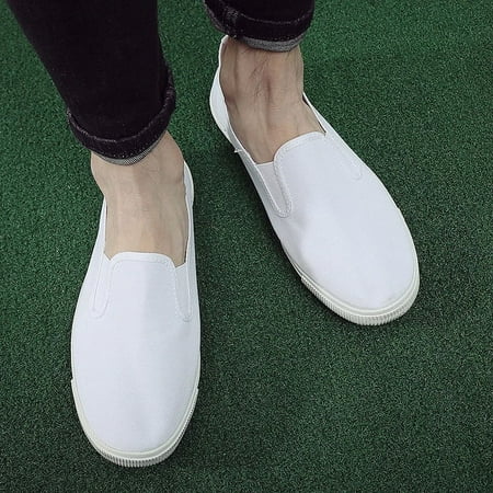 

NAYUKA Unisex Sneakers Zapatillas Deportivas Hombre Cotton Canvas Breathable Casual Shoes DIY Pure White Canvas Shoes Slip-on Shoes Father‘s Day Gift