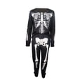 thumbnail image 4 of Women Halloween Two-piece Pajamas Set Black Skeleton Sweatshirt and Sweatpants with Pockets, 4 of 7