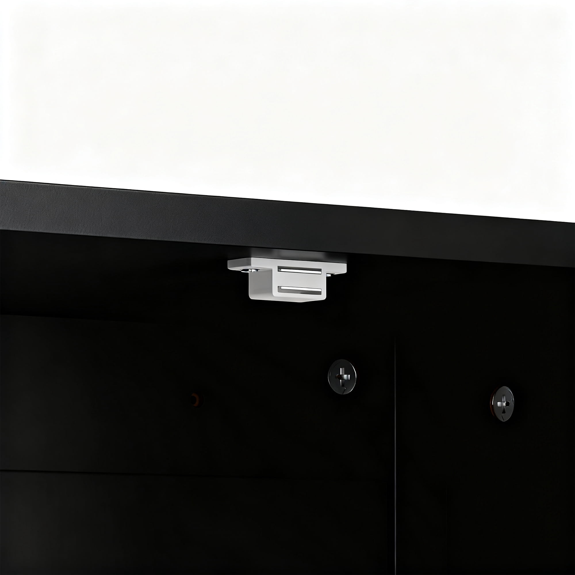 HomGarden 2-Door Bathroom Floor Storage Cabinet Side Cupboard W/ Adjustable Shelves, Black
