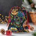 thumbnail image 6 of Super Soft Fabric Gift Bag Contraction Free Bag Mouth Pull Rope Design Red Ribbon Mouth For The Festival Festive Sugar Skulls (9) Medium, 6 of 8
