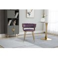 thumbnail image 6 of Elegant Velvet Fabric Dining Chair Set of 2 with Woven Backrest, Upholstered Back Stool with Metal Golden Legs and Anti-slip feet, Vanity Chair for Bedroom Living Room Dining Room, Purple, 6 of 8