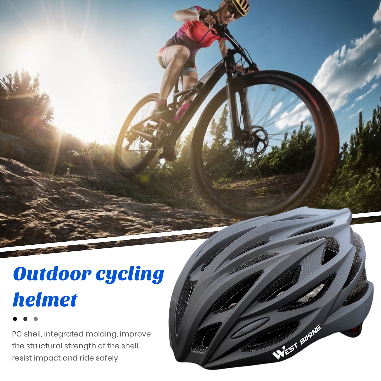 Pebbuoy Professional Outdoor Bicycle Helmet Impact-Resistant Shockproof Breathable Ultralight Adjustable Riding Helmet