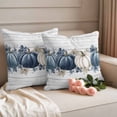 thumbnail image 2 of Blue Grey Fall Outdoor Waterproof Pillow Covers, Vintage Thanksgiving Botanical Decorative Square Throw Pillowcase Sofa Cushion Sham for Patio/Couch/Chair, 16"x16" 2 Pack, 2 of 8