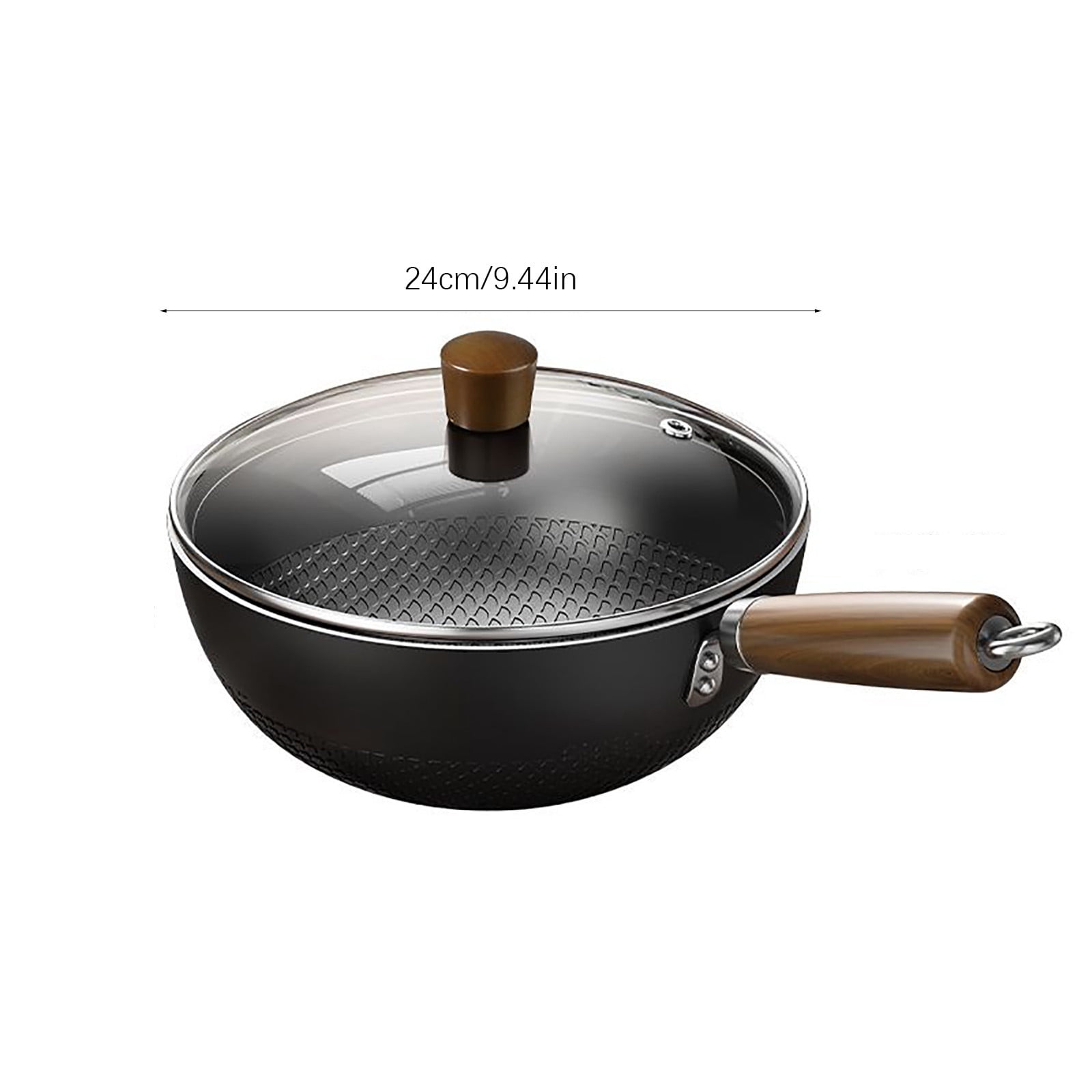 CanGonggg Fish Scale Pattern Flat Bottom Non Stick Pan Steel Woks & Stir Fry Pans Nonstick With Glass Lid For Induction Non Stick Skillet Stone Earth Frying Pan Steel Frying Pan Wide Pan Small Non