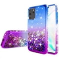thumbnail image 2 of For Samsung Galaxy A71 5G/SM-A716U Case Liquid Glitter Quicksand Phone Case Cover w/ Tempered Glass Screen Protector for Girls Women - Purple/Blue, 2 of 5