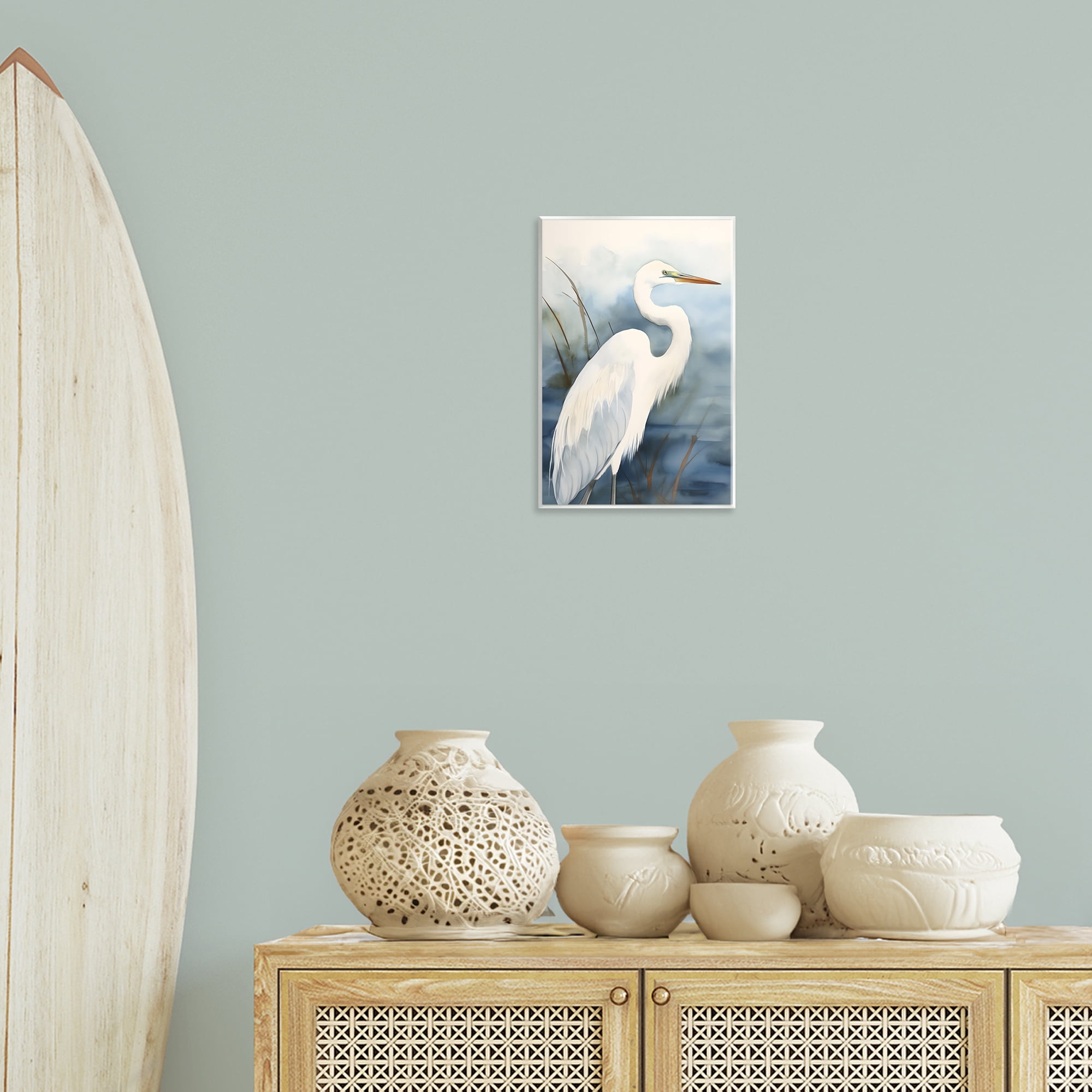 Stupell Industries Soft Egret Impression Animals & Insects Painting Unframed Art Print Wall Art, 10 x 15