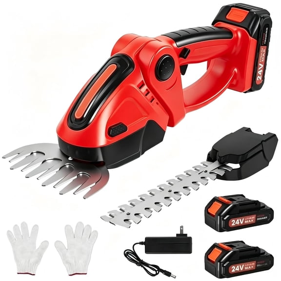 SUSUZI Cordless 2-in-1 Hedge Trimmer & Grass Shears – 24V 1500mAh Dual Batteries, SK5 Alloy Steel Blades, 3-Angle Adjustable Head for Garden Lawn Shrub Maintenance