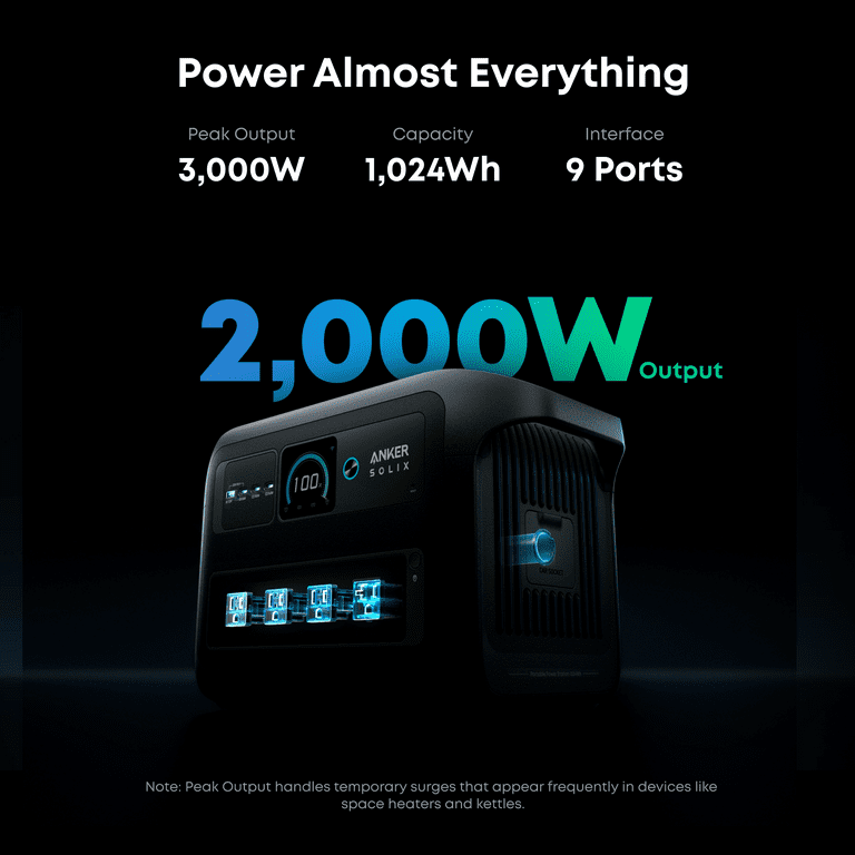 Anker SOLIX C1000X Gen 2 Portable Power Station(1,024Wh)-Dark Grey