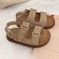 thumbnail image 4 of Walking Sandals Boys Girls Faux Leather Anti-Slip Adjustable Buckle Comfortable Beach Sandals Open Toe Low Heel Khaki 1.5(34), 4 of 5