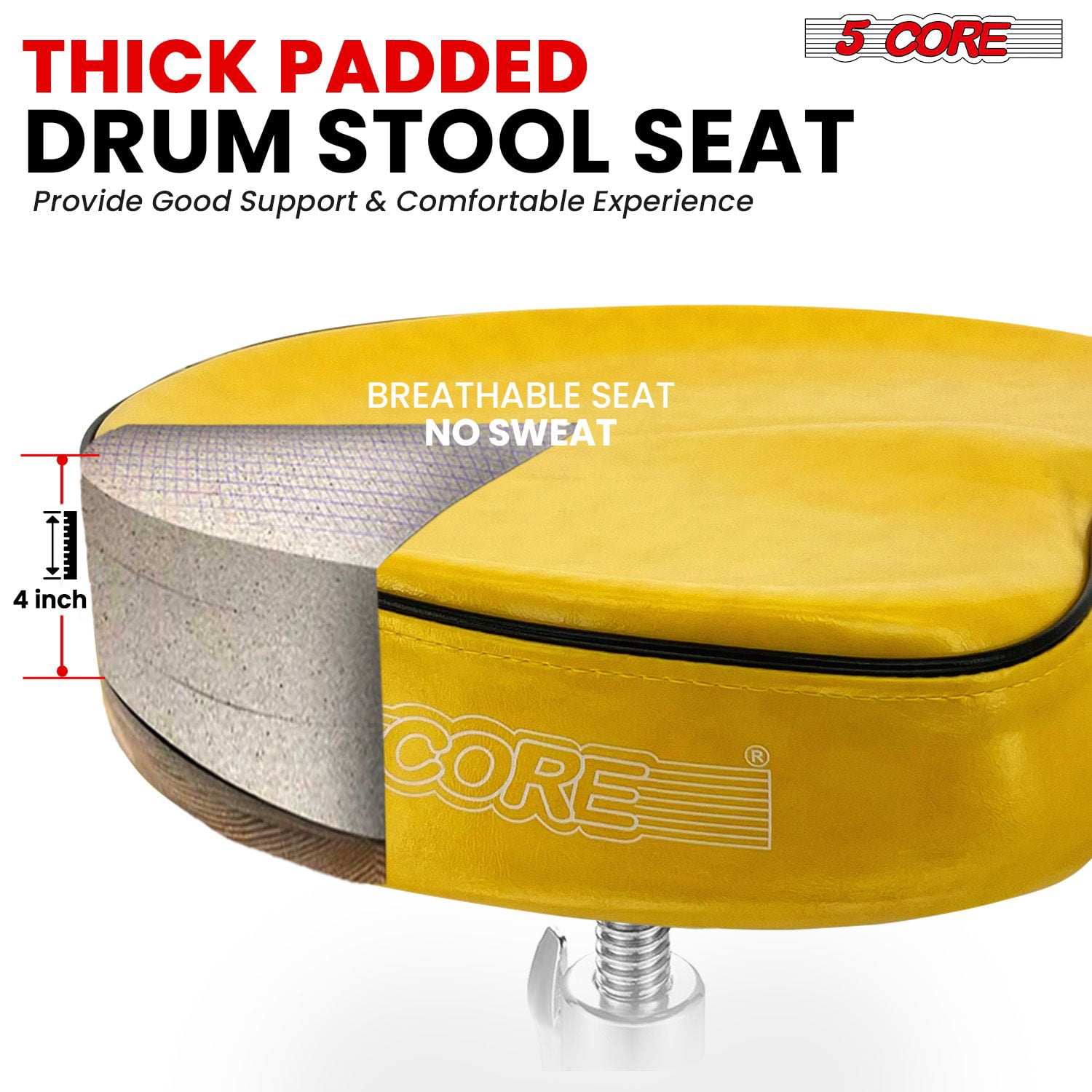 Drum Throne Padded Guitar Stool Saddle Drummer Seat for Adults & Kids