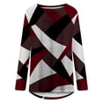 thumbnail image 4 of IROINNID Savings Womens Long Sleeve Tops Lounge Socket Geometry Printed Round-Neck Tops,Wine, 4 of 5