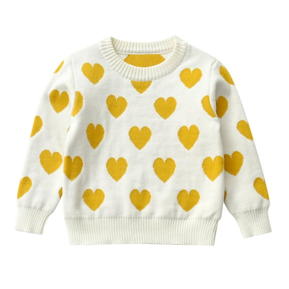 Valentine's Day Baby Sweater Kids Girls Boys Love Heart Print Knit Pullover Tops,Size 4 Years-5 Years White