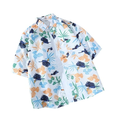Stamzod Short Sleeve Shirts for Men Hawaiian Tropical Shirt Casual Button down Lapel Summer Beach Shirts on Clearance
