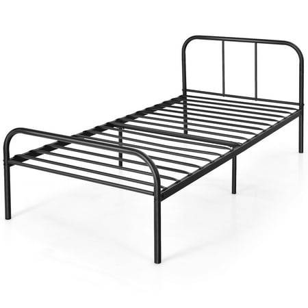 Gymax Twin Size Metal Bed Frame Heavy, Green Forest Twin Bed Frame