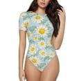 thumbnail image 2 of Picia Daisies Flowers Womens One Piece Swimsuits Modest Tummy Control Bathing Suits Lace Up Slimming Swim Suit-Small, 2 of 9