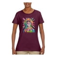 thumbnail image 2 of Wild Bobby Rainbow Painted Mother Mary Dean Russo Design Inspirational/Christian Women Graphic Tee, Maroon, 3X-Large, 2 of 6