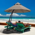 thumbnail image 1 of Gymax 11ft Patio Cantilever Hand Push Offset Hanging Umbrella w/ Wheels Base Tan, 1 of 10