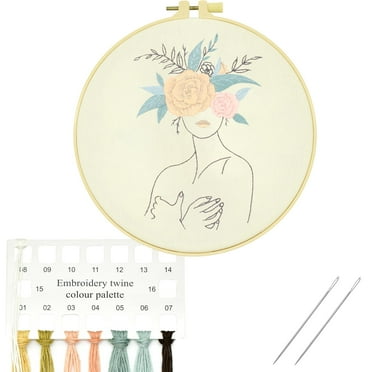 AUQ Embroidery Kit,Feather Shape Embroidery Patterns,Cross Stitch Kits with Pattern and Tool Kit for Craft Lover Adult Stitch