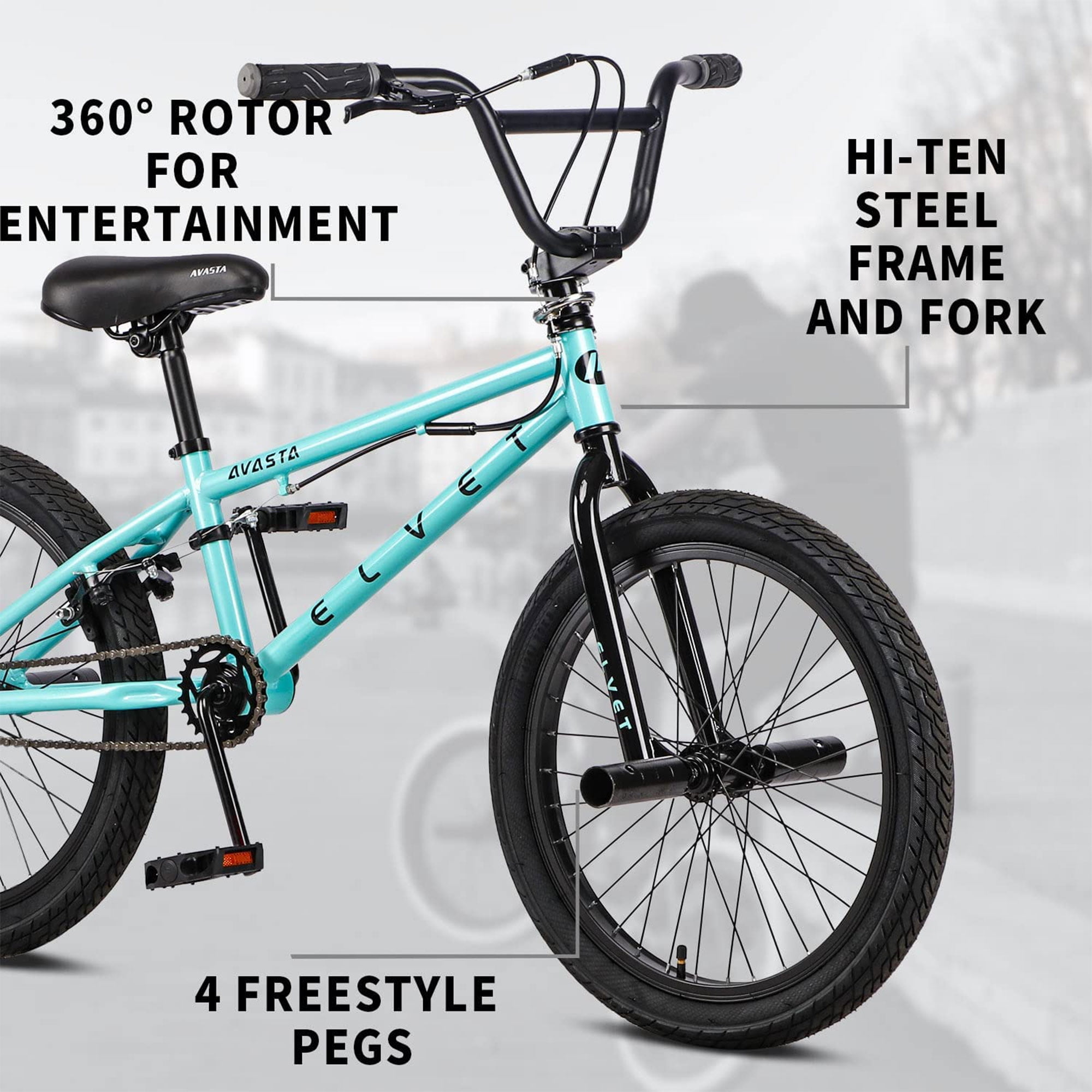 AVASTA Velo BMX pour Enfant 18 Pouces pour les Cyclistes Debutants Ages de 5 a 8 Ans Vert Menthe
