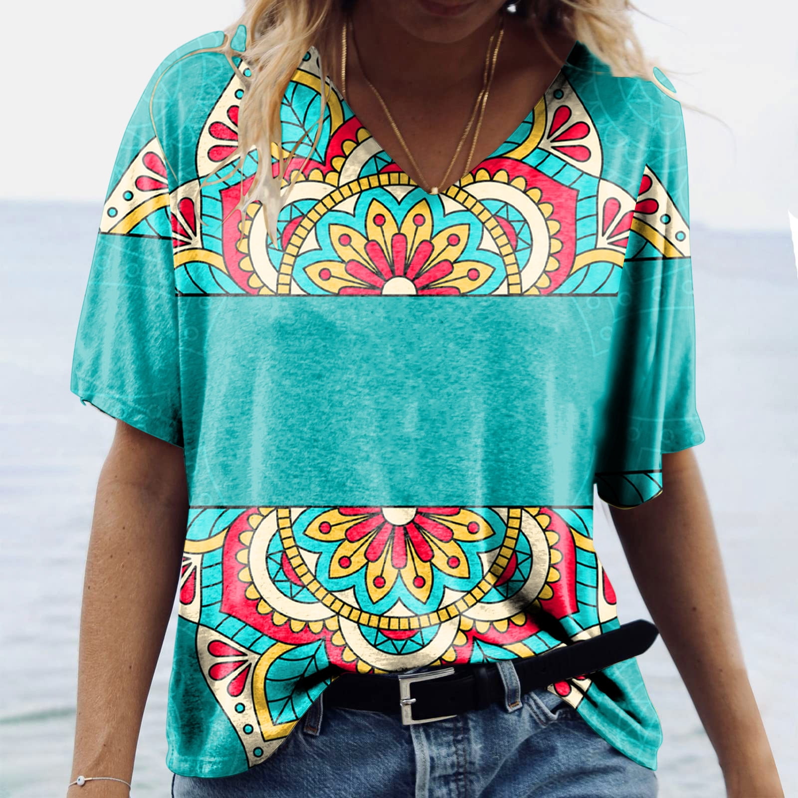 Bazyrey womens summer tops for women 2022 Womens tops time and tru tops