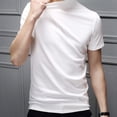 thumbnail image 2 of Ana Men Mock Neck Basic Plain Blouse T-shirt Pullover Short Sleeve Top Bottoming Top, 2 of 9