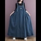thumbnail image 5 of Vestido Vaquero Holgado para Mujer, Versión Holgada, Maxi, Tirantes Ajustables, Dobladillo Azul L, 5 of 8