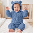 thumbnail image 2 of HAOTAGS Boys Girls Jumpsuits, Hooded Onesie Fleece Winter Warm Romper with Bear Ears, 2 of 9