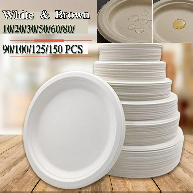 Compostable Oval Paper Plates, 12.5 Inch Sugarcane Dinner Plates