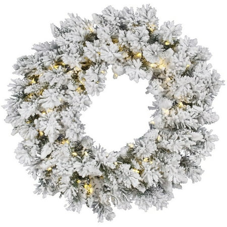 Vickerman 30" Flocked Snow Ridge Wreath LED50 Warm White
