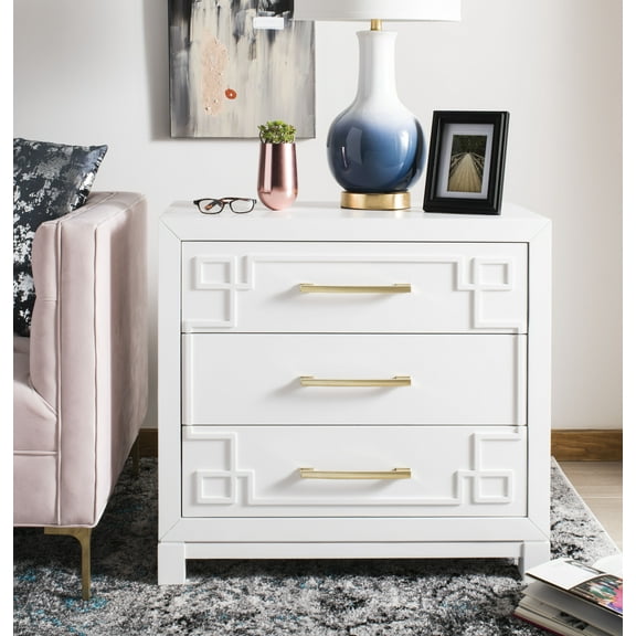 SAFAVIEH Raina Classic Solid 3 Drawer Chest, White/Gold
