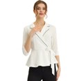 thumbnail image 1 of Peplum Top Allegra K para Mujer Cuello de Solapa y Muesca Blanco S, 1 of 6