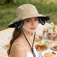 thumbnail image 5 of FEOLGEHLY Solar Fan Hat, UV Protection Sun Hat with Cooling Fan, Solar & USB Charging Breathable Fisherman Hat Wide Brim Neck Flap Waterproof for Fishing Hiking Gardening Outdoor, Khaki, 5 of 6