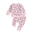 thumbnail image 1 of ZAXARRA Kid Girls Pants Set, Santa Claus Gingerbread Man Tree Print Sweatshirt with Sweatpants Christmas Outfit, 1 of 7