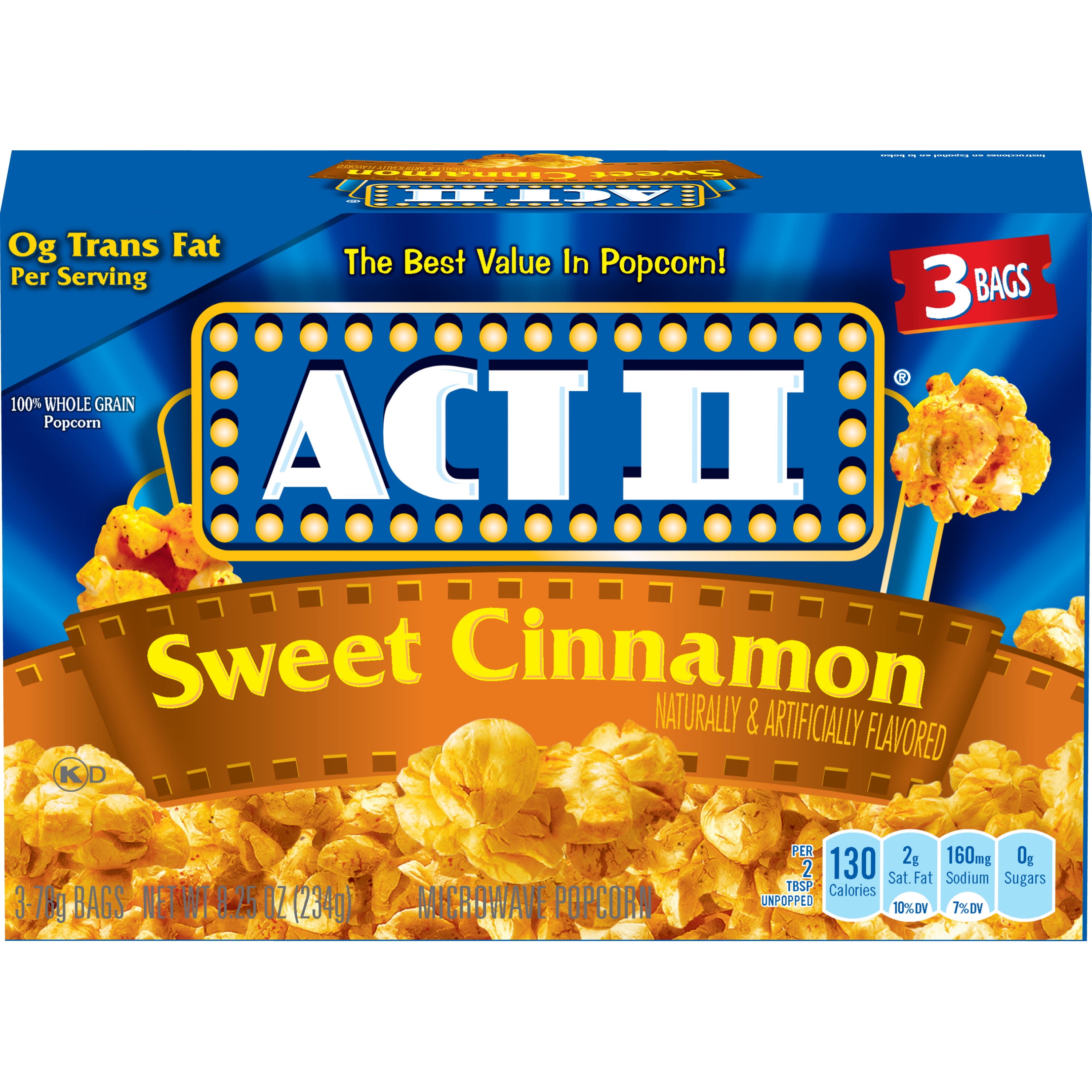 Act Ii Sweet Cinnamon Microwave Popcorn 8 25 Oz 3 Count