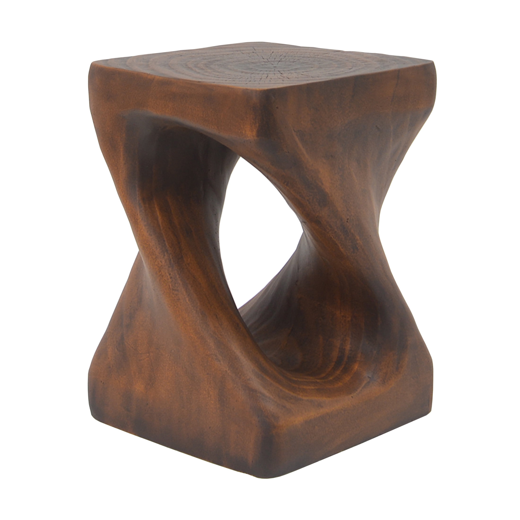 Christopher Knight Home 16" Natural Wood Twist Shape Design MGO Outdoor Side Table, Antique Brown