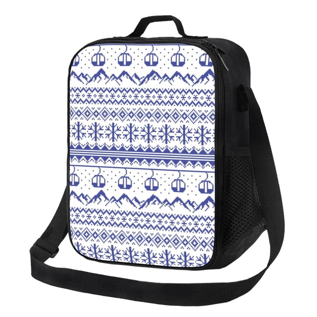 Balery Abstract Gondola Snowflake Caja de Almuerzo y Bolsa de Almuerzo para Hombres y Mujeres, Bolsa de Almuerzo Reutilizable con Gran Capacidad, Bolsa de Almuerzo Aislada