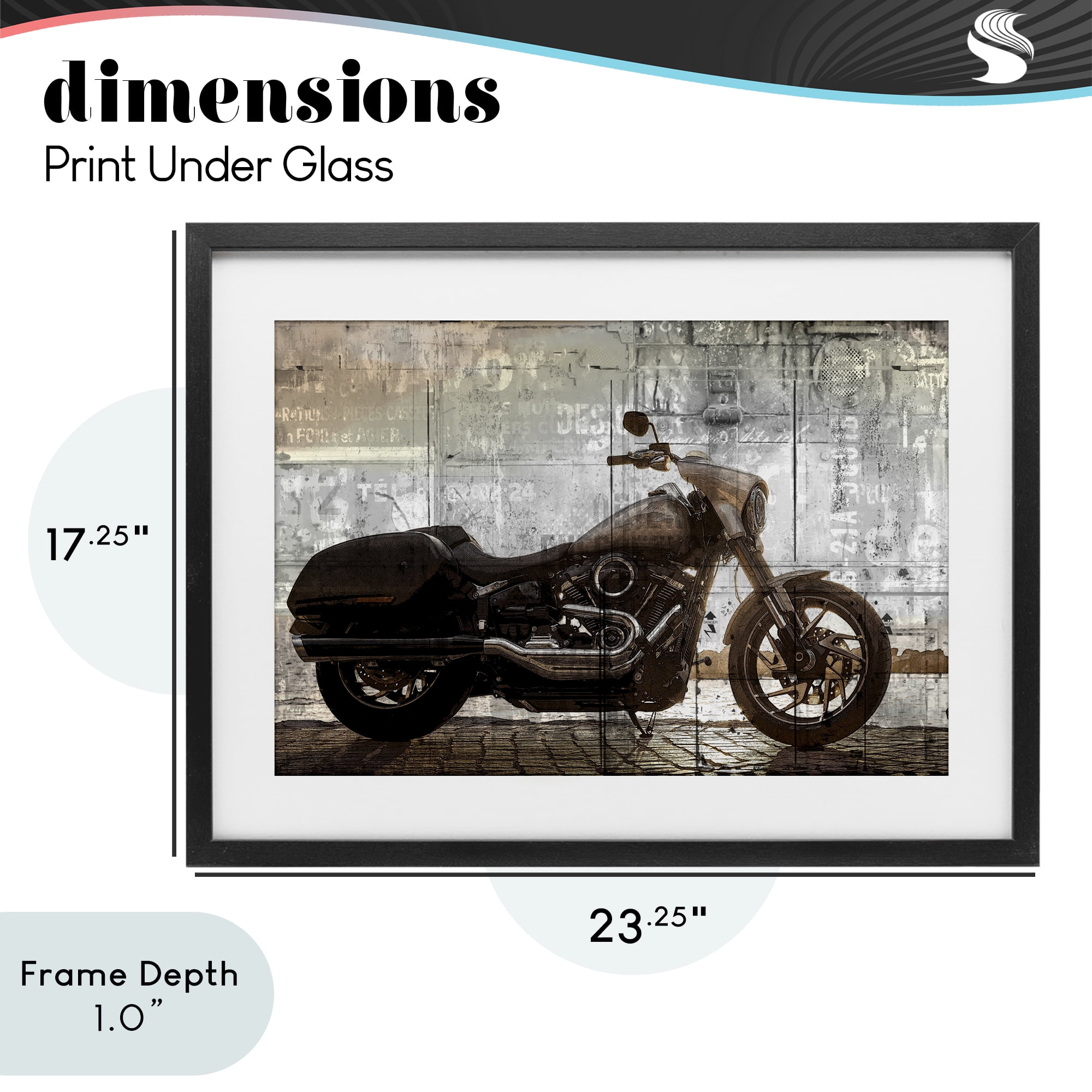 Stupell Industries Sunset Ride Motorcycle Black Framed Print Under Glass, design by Kim Allen