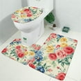 thumbnail image 2 of Pioneer Flower Floral Print Pattern Bathroom Rugs Sets 3 Piece,Toilet Cover Set,Absorbent Non Slip Bathroom Mats Sets with U-Shaped Contour Rug Toilet Rug Set, 2 of 5