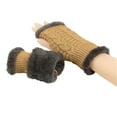 thumbnail image 4 of UTSJKR Arm Sleeve Winter Warmer, Plush Fingerless Stretchy Gloves Knitted Short Arm Warmers with Thumb Hole for Women Khaki, 4 of 4