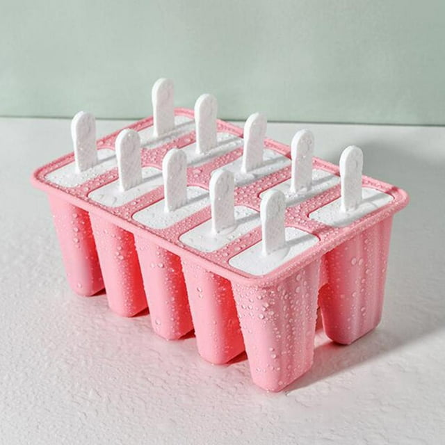 Herramienta de Fabricación de Paletas de Silicona Perfecl Reutilizable para Bebés 10 Celdas Rosa