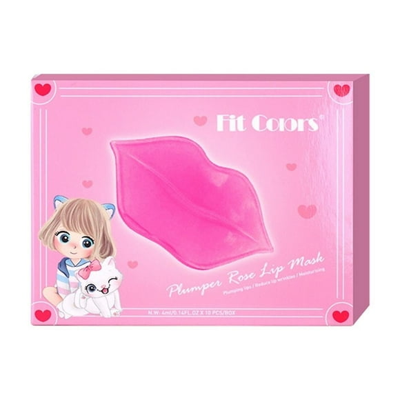 Máscaras labiales HUOGUO Gel de cristal de colágeno rosa, paquete de 10