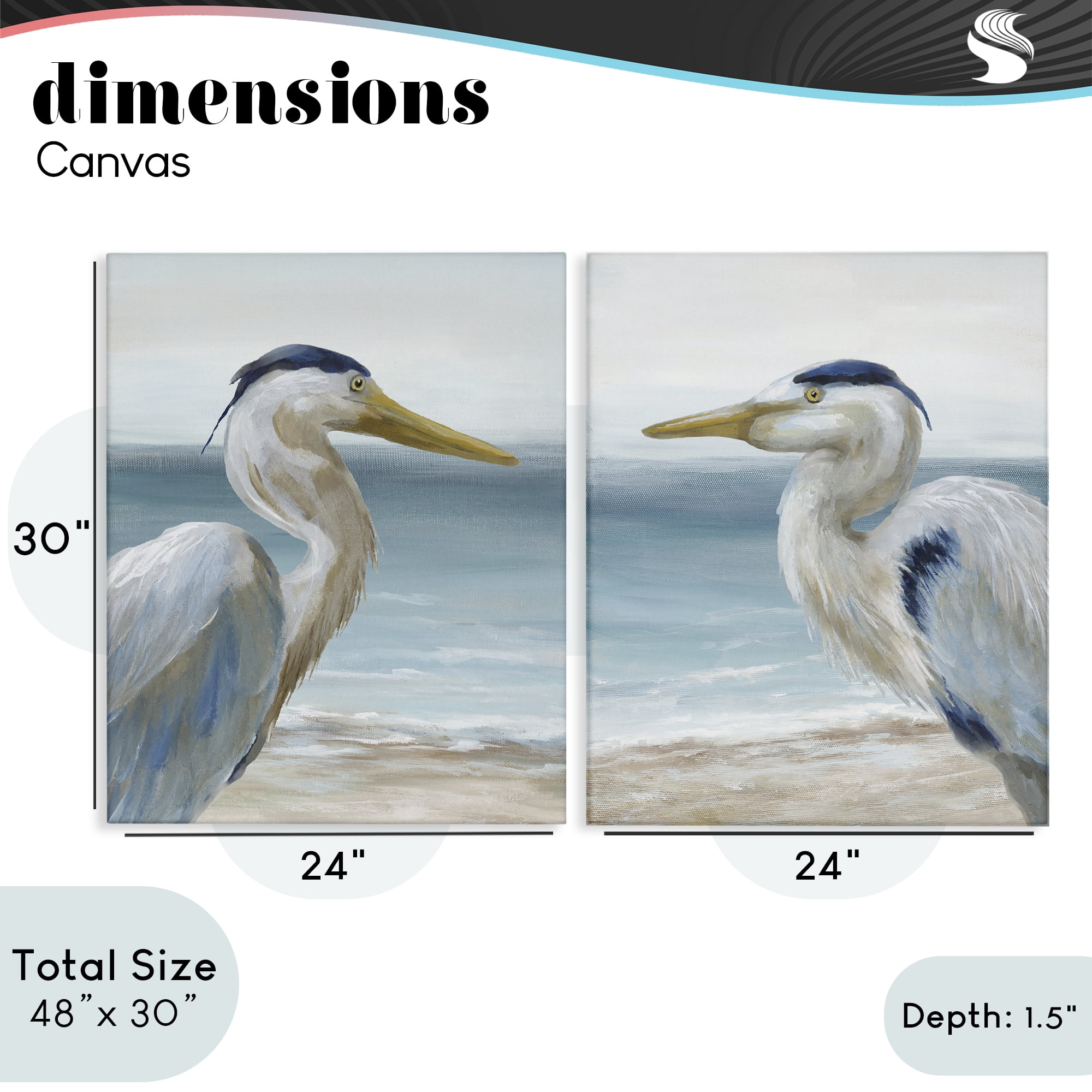 Stupell Industries Tranquil Gaze Herons 2 Piece Canvas Wall Art Set, design by Nan