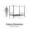 Mainstays Metal Canopy Bed, Queen, Black