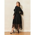 thumbnail image 5 of LapaPlus Womens Plus Size Gothic 3/4 Sleeve Irregular Lace Party Cocktail Dress, Sizes XL-6XL, 5 of 9