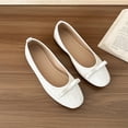 thumbnail image 5 of Gpaecead Women's Bow Flats Solid Color Patent Leather Slip On Soft Sole Comfort Versatile Casual Work Shoes, White, 5 of 8